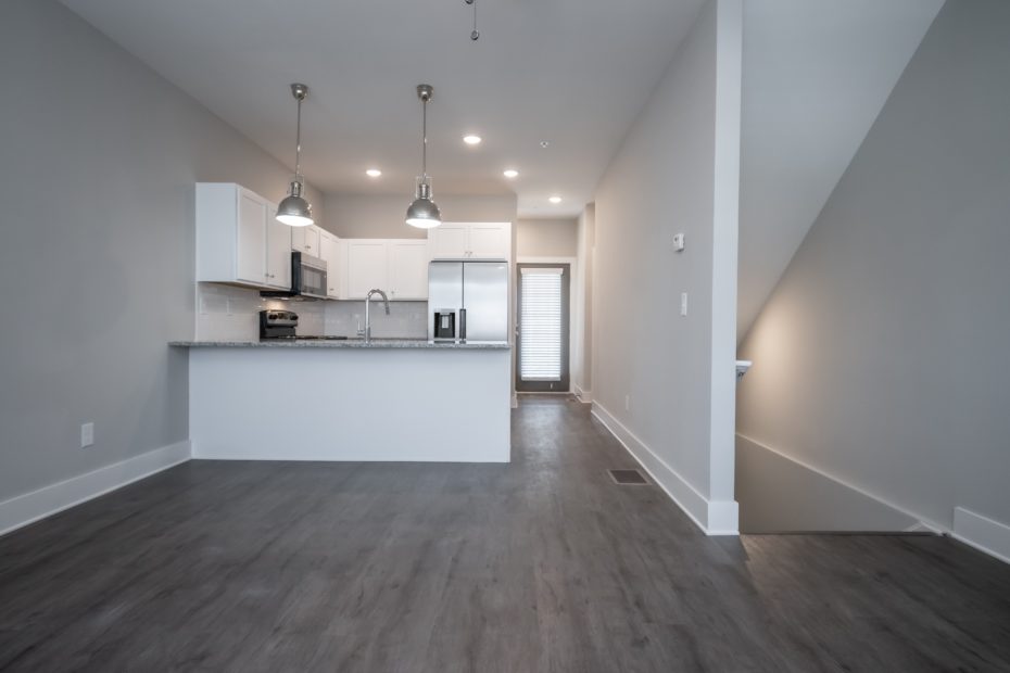 The Finley 3-bedroom townhome floor plan at Puritan Mill in Athens, GA, featuring 3.5 baths and 1,568 sq. ft.