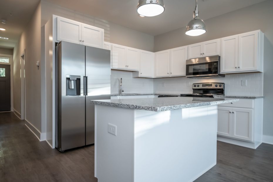 The Baxter 3-bedroom townhome floor plan at Puritan Mill in Athens, GA, featuring 3.5 baths and 1,440 sq. ft.